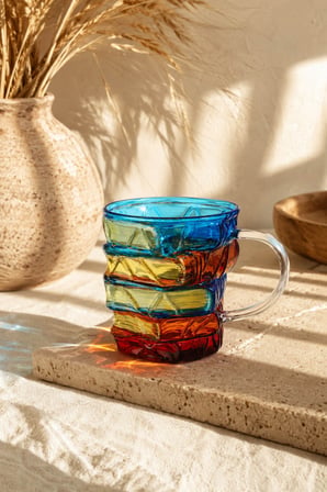 2'Li Kitap Tasarımlı Renkli Borosilikat Cam Kupa 350 ml 3 Boyutlu| Kahve, Çay ve Nescafe Bardağı