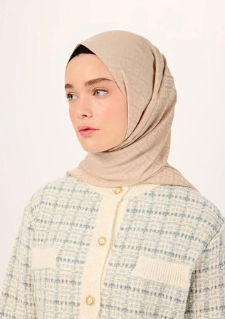 Pamuk Polyester Liva Şal Bej Dokulu Nefes Alan Doğal Yapılı 90X200