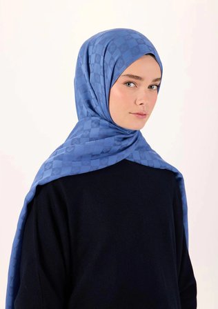 Pamuk Polyester Liva Şal İndigo Dokulu Nefes Alan 90X200
