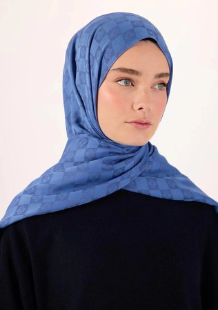 Pamuk Polyester Liva Şal İndigo Dokulu Nefes Alan 90X200