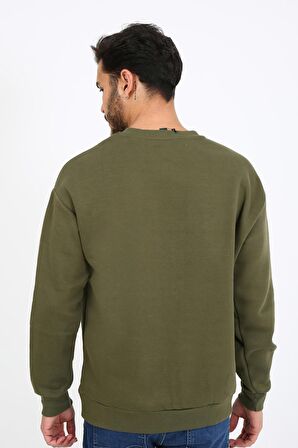 Fıve Pocket Erkek Bisiklet Yaka Sweatshırt - Haki