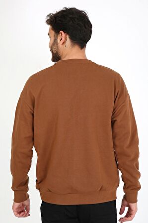 Fıve Pocket Erkek Bisiklet Yaka Sweatshırt - Kahverengi