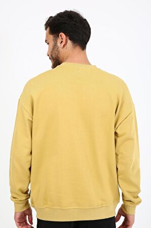 Fıve Pocket Erkek Bisiklet Yaka Sweatshırt - Hardal