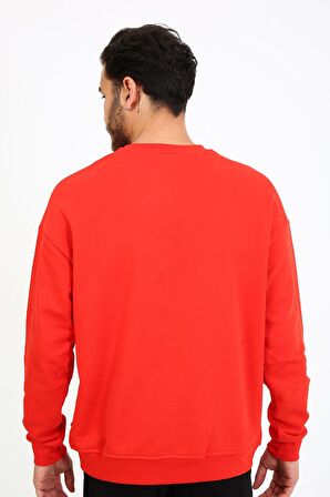 Fıve Pocket Erkek Bisiklet Yaka Sweatshırt - Kırmızı