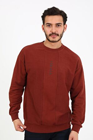 Fıve Pocket Erkek Bisiklet Yaka Sweatshırt - Bordo