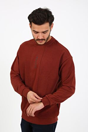 Fıve Pocket Erkek Bisiklet Yaka Sweatshırt - Bordo