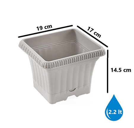 Omnipazar SO-OB00 Dekoratif Ova Balkon Saksı 2.2 Litre No 0 Kirli Beyaz (113)