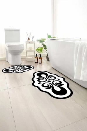 2 li Banyo Paspası, Yumuşak Banyo Halısı, Kaymaz Tabanlı, Yıkanabilir - 60x100 - 50 x60