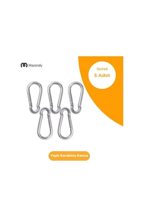 Netpen Düz Yaylı Karabina Kanca Paslanmaz Çelik Aparat 12X140 Mm - 5 Adet