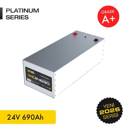 24V 690Ah LiFePO4 Platinum Series Bluetooth'lu Lityum Demir Fosfat Akü/Batarya