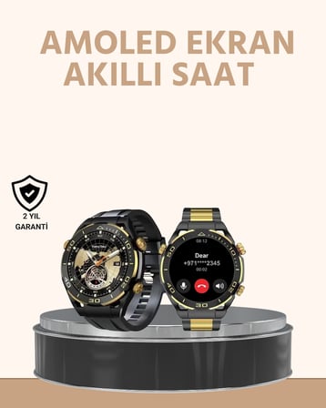 Amoled Ekran Akıllı Saat Uyku Nabız Adım Ölçer Su Geçirmez - Lisinya