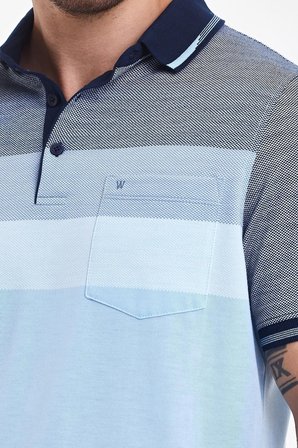 Erkek Uzun Polo Yaka Cepli Kısa Kol Lacivert Tişört