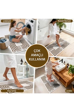 Banyo Paspası, Yumuşak Banyo Halısı, Kaymaz Dot Tabanlı, Yıkanabilir - 60x100