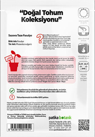 50 Adet Sazova Fasulye Tohumu