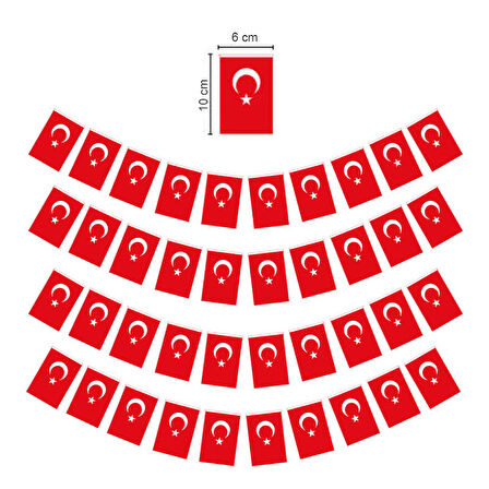 Küçük ipli Türk Bayrağı Kağıt İpli Bayrak - 1 Adet