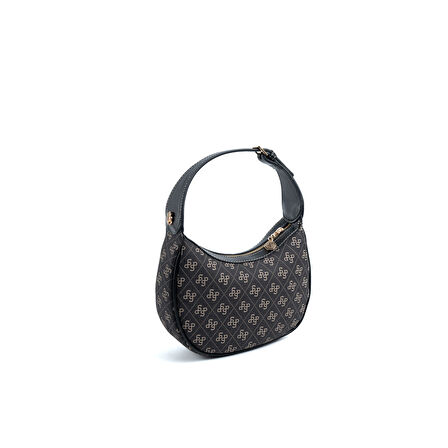 Silver Polo  Kadın Omuz Çantası 1194-48199 SILVER POLO BAYAN ÇANTASI M178 FÜME-MAT SİYAH