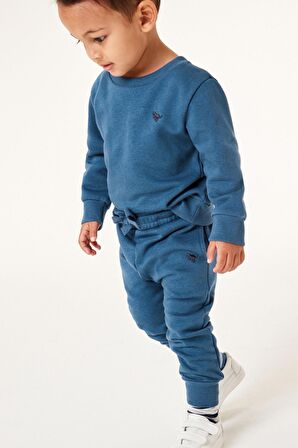 % 100 Pamuklu Mid Blue Sweatshirt Jogger Alt Üst Takım