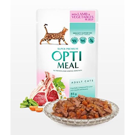 Optimeal Kuzu Etli Sebzeli Jöle Yaş Kedi Maması 85 gr JetSepet