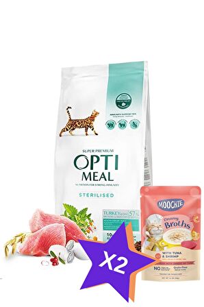 Optimeal Super Premium Sterilized Hindili Yulaflı Kısırlaştırılmış Yetişkin Kedi Maması 10 Kg