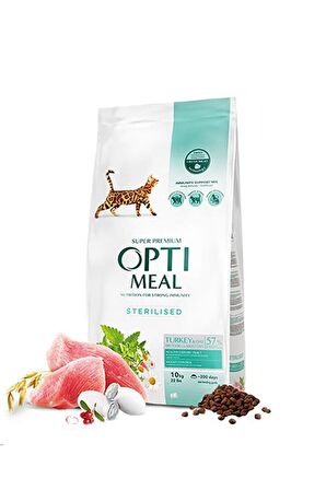 Optimeal Super Premium Sterilized Hindili Yulaflı Kısırlaştırılmış Yetişkin Kedi Maması 10 Kg