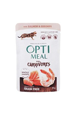 OptiMeal Somonlu Ve Karidesli Tahılsız Kedi Konservesi 85 gr