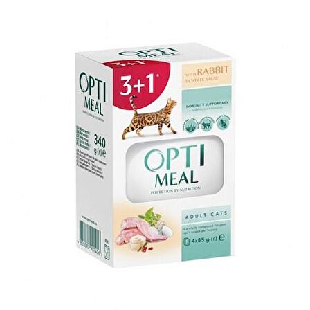 Optimeal Tavşanlı Beyaz Soslu Yaş Mama 85G 3+1