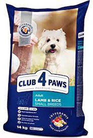 CLUB 4 PAWS PREMİUM KUZU PİRİNÇ KÜÇK IRK YETİŞKİN KÖPEK MAMASI 14KG.