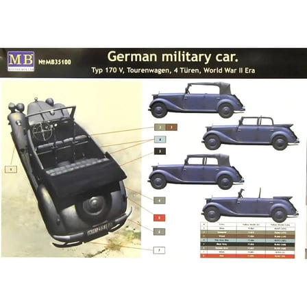 Master Box 35100 1/35 German Military Car Typ 170 V Tourenwagen Figür Model