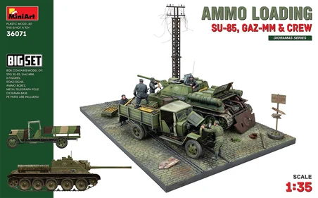 MiniArt 36071 1:35 Mühimmat Yükleme (SU-85, GAZ-MM & Mürettebat) Büyük Set