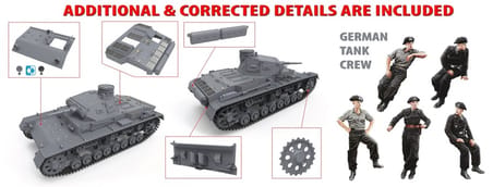 MiniArt 35221 1:35 Pz.Kpfw.3 Ausf.B. Mürettebat ile birlikte