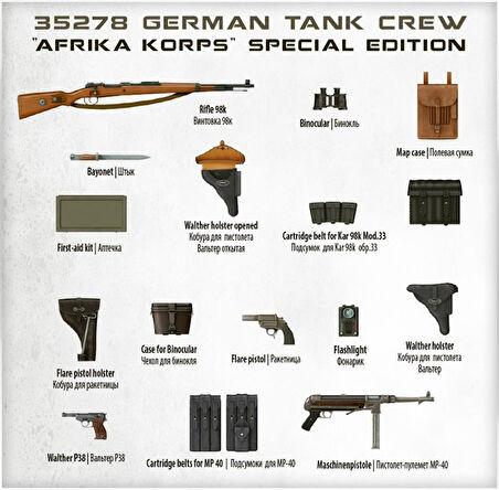 MiniArt 35278 1:35 Alman Tank Mürettebatı Afrika Korps. Özel Üretim