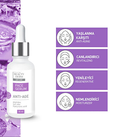 BEAUTYDERM Peptitli yüz serumu, 30 ml Hy Hyaluronik asit İle Besleyici Nemlendirici ETki