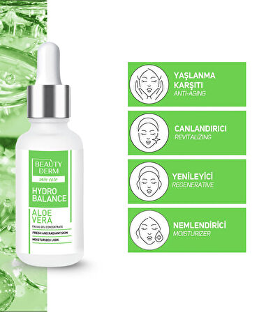 BEAUTYDERM Aloe vera içeren yüz jeli konsantresi, 30 ml