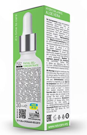 BEAUTYDERM Aloe vera içeren yüz jeli konsantresi, 30 ml