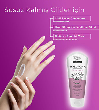 "BEAUTYDERM El kremi ""Hyaluronik"", 75 ml Yoğun Nemlendirici EL Kremi