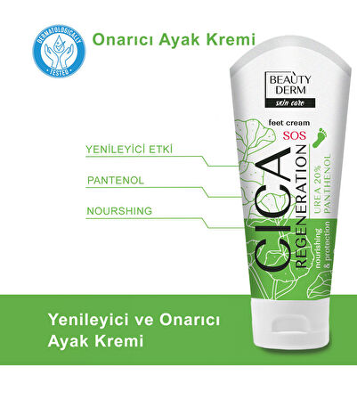 BEAUTYDERM CICA ve üre içeren AYAK Kremi "Rejenerasyon", 75 ml