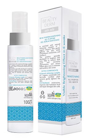 BEAUTYDERM Aydınlatıcı çok amaçlı jel-serum Beyazlatıcı, 100 ml