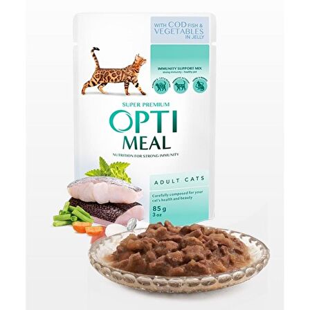 Optimeal Morina Balıklı-Sebzeli Jöleli Yaş Kedi Maması 85 gr JetSepet