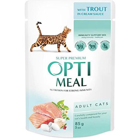Optimeal Krema Soslu Alabalıklı Konserve Yetişkin Kedi Maması 85 Gr