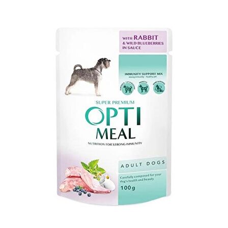 OptiMeal Tavşan Yaban Mersinli Küçük Irk Köpek Konservesi 100 gr