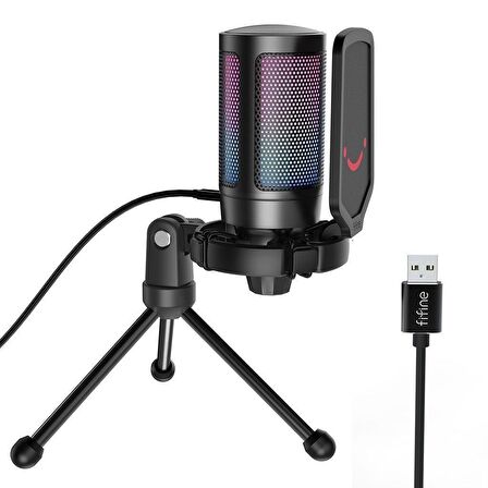 Fifine Ampligame A6V Yayıncı Youtuber RGB USB Mikrofon​