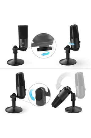 K670b Usb Mikrofon - Yayıncı - Gamer - Youtuber - Bilgisayar - Podcast Mikrofonu (siyah)