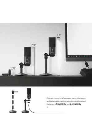 K670b Usb Mikrofon - Yayıncı - Gamer - Youtuber - Bilgisayar - Podcast Mikrofonu (siyah)