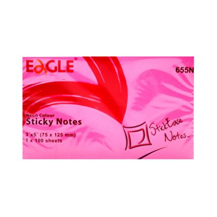 Eagle 75x125 mm Neon Renk Sticky Yapışkanlı Not Kağıdı 100 Yaprak (655N) 4 Adet