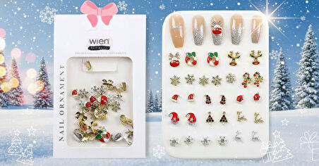 Yeni Yıl Tema Metal Tırnak Süsleme Charm Nail Art Charm Taşları WN-509