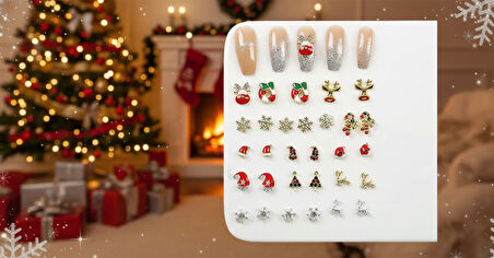 Yeni Yıl Tema Metal Tırnak Süsleme Charm Nail Art Charm Taşları WN-509