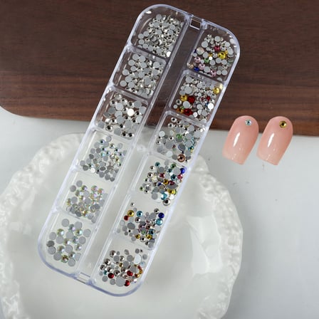 12li Parlak Renkli ve Kristal Görünümlü Tırnak Süsleme Taşları Nail Art Süsleme Taşları WN-517