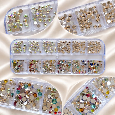 12li Parlak Renkli ve Kristal Görünümlü Tırnak Süsleme Taşları Nail Art Süsleme Taşları WN-517