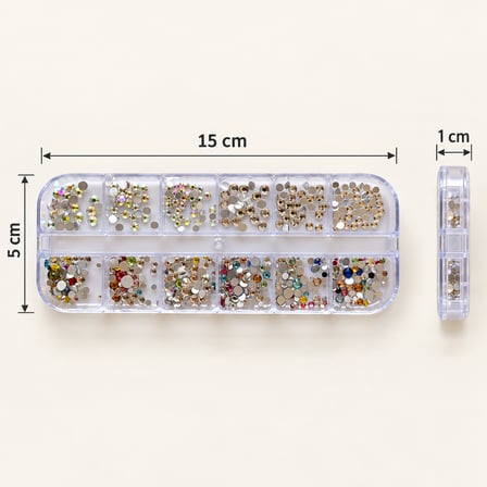 12li Parlak Renkli ve Kristal Görünümlü Tırnak Süsleme Taşları Nail Art Süsleme Taşları WN-517
