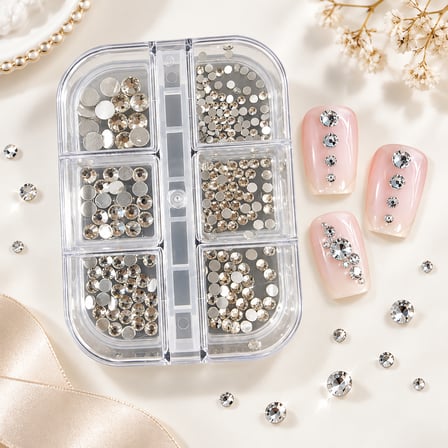 6lı Parlak Kristal Görünümlü Tırnak Süsleme Taşları 6 Boy Nail Art Süsleme Taşları WN-518